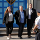 Weinstein leaves the 1st Precinct in Manhattan.